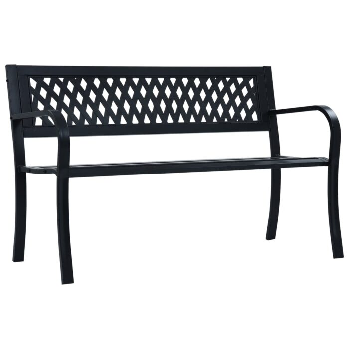 Banc de jardin Noir 120 cm Acier – Image 1