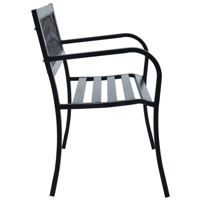 Banc de jardin Noir 120 cm Acier – Image 2