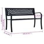 Banc de jardin Noir 120 cm Acier – Image 7
