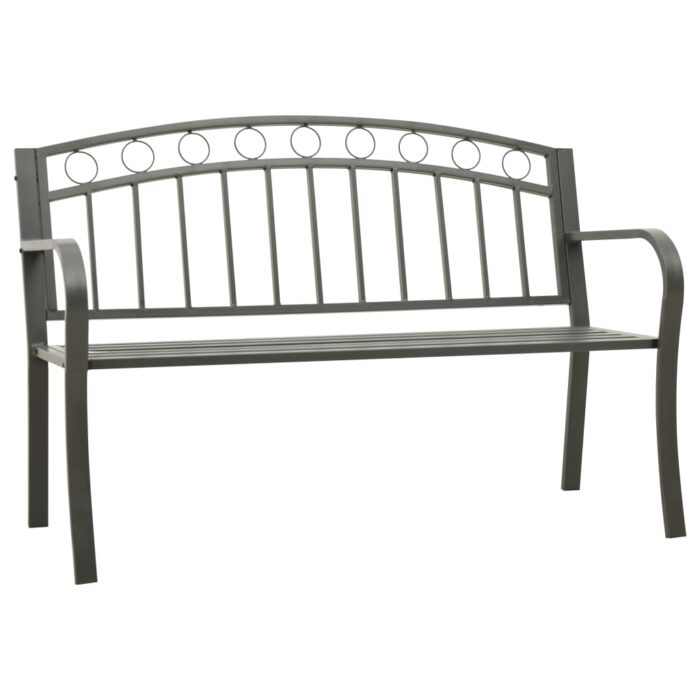 Banc de jardin Gris 120 cm Acier – Image 1
