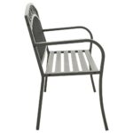 Banc de jardin Gris 120 cm Acier – Image 2