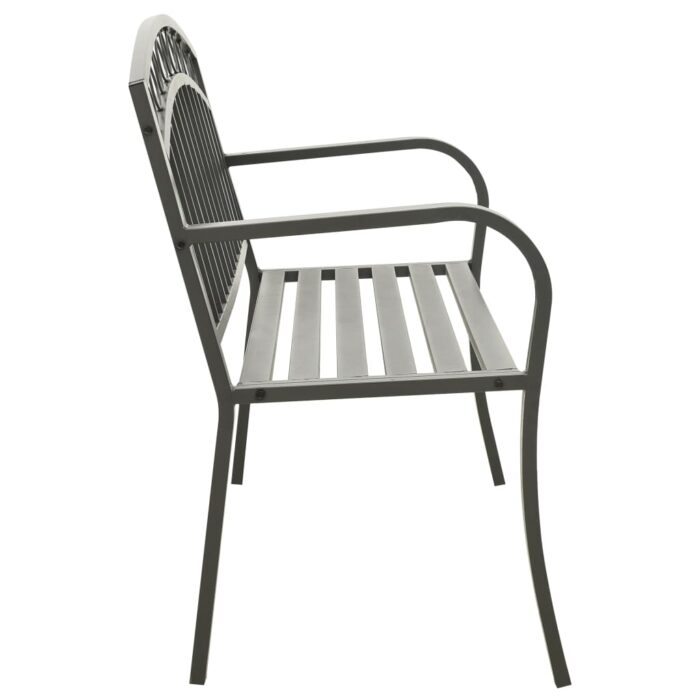 Banc de jardin Gris 120 cm Acier – Image 2