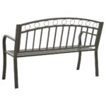 Banc de jardin Gris 120 cm Acier – Image 3