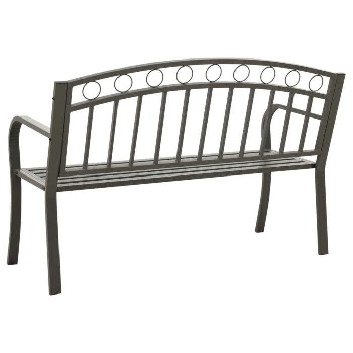Banc de jardin Gris 120 cm Acier – Image 3