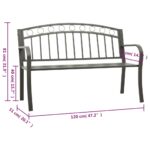 Banc de jardin Gris 120 cm Acier – Image 5