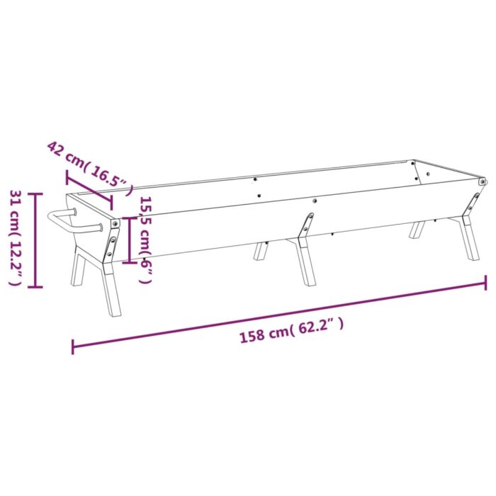 Plateau pour barbecue Argenté 158x42x31 cm Acier inoxydable – Image 5