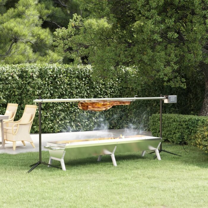 Plateau pour barbecue Argenté 158x42x31 cm Acier inoxydable – Image 1