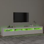 Meuble TV avec lumières LED Blanc 240x35x40 cm – Image 2