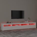 Meuble TV avec lumières LED Blanc 240x35x40 cm – Image 3