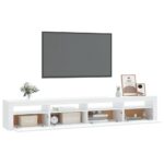 Meuble TV avec lumières LED Blanc 240x35x40 cm – Image 4
