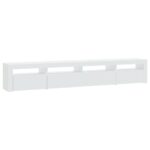 Meuble TV avec lumières LED Blanc 240x35x40 cm – Image 5