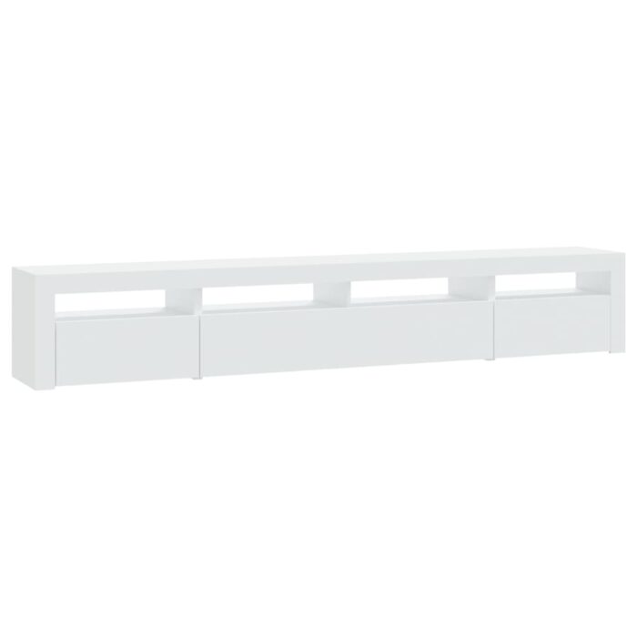 Meuble TV avec lumières LED Blanc 240x35x40 cm – Image 5