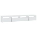 Meuble TV avec lumières LED Blanc 240x35x40 cm – Image 6
