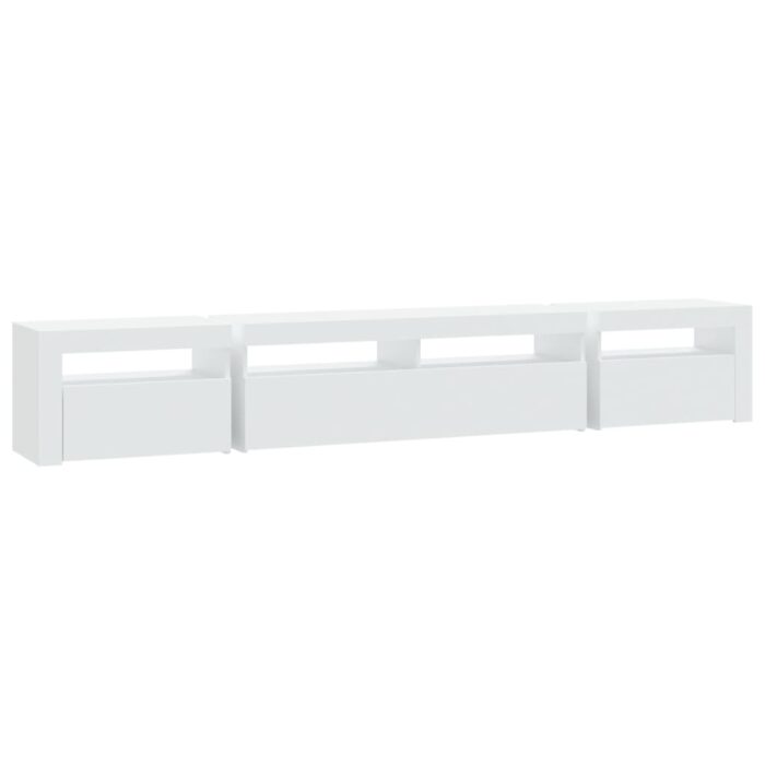 Meuble TV avec lumières LED Blanc 240x35x40 cm – Image 6