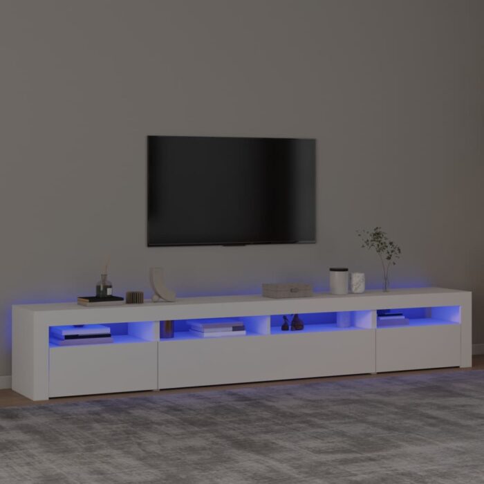 VXL8720845648701_m_en_hd_1.jpg Meuble TV avec lumières LED Blanc 240x35x40 cm – Image 1