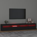 Meuble TV avec lumières LED Noir 240x35x40 cm – Image 3