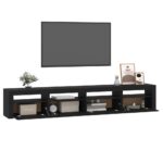 Meuble TV avec lumières LED Noir 240x35x40 cm – Image 4