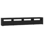 Meuble TV avec lumières LED Noir 240x35x40 cm – Image 5