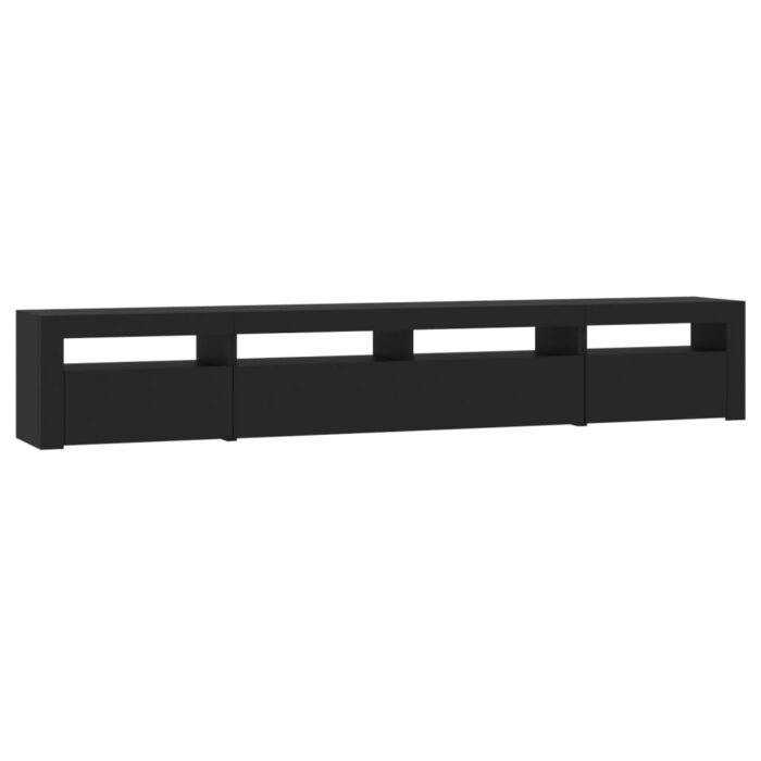 Meuble TV avec lumières LED Noir 240x35x40 cm – Image 5