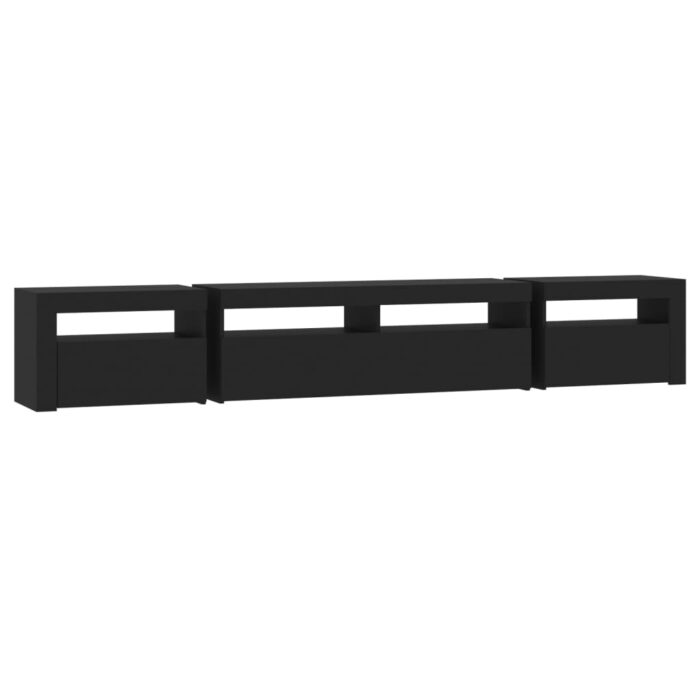 Meuble TV avec lumières LED Noir 240x35x40 cm – Image 6