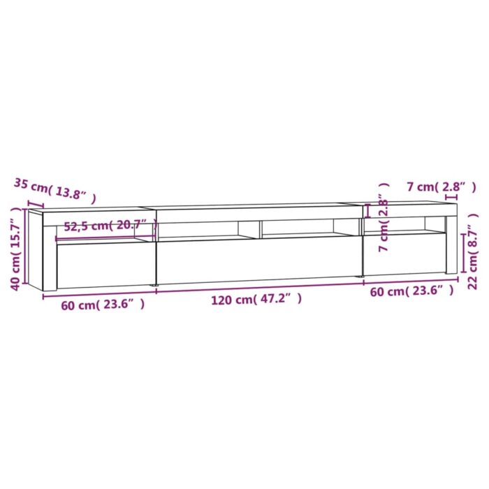 Meuble TV avec lumières LED Chêne sonoma 240x35x40 cm – Image 10