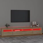 Meuble TV avec lumières LED Chêne sonoma 240x35x40 cm – Image 3
