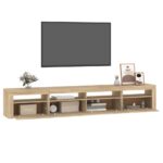 Meuble TV avec lumières LED Chêne sonoma 240x35x40 cm – Image 4