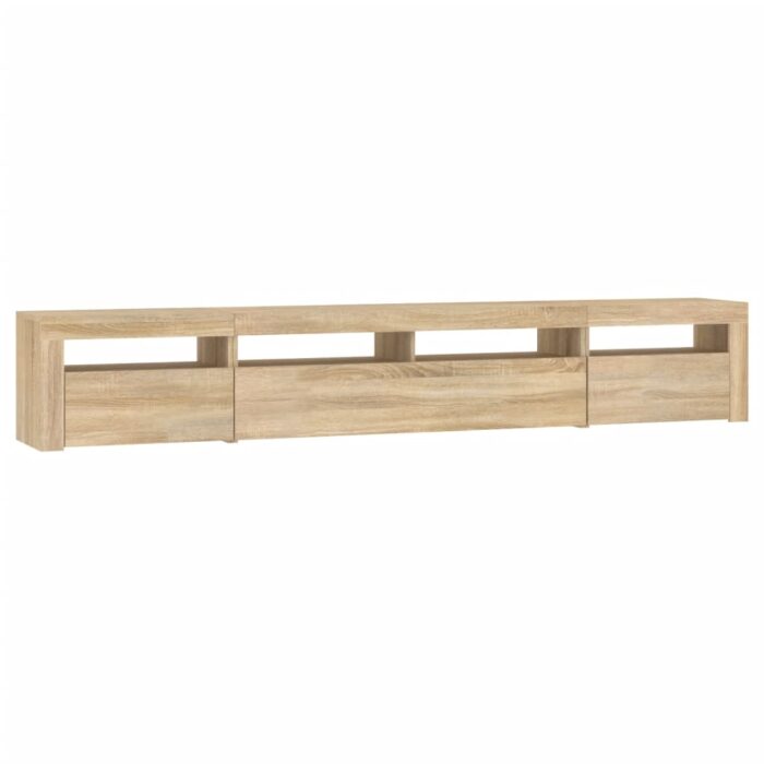 Meuble TV avec lumières LED Chêne sonoma 240x35x40 cm – Image 5