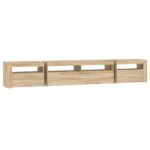 Meuble TV avec lumières LED Chêne sonoma 240x35x40 cm – Image 6