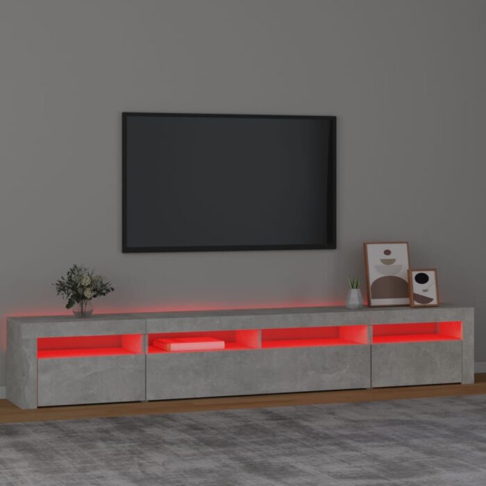 VXL8720845648732_g_en_hd_3.jpg Meuble TV avec lumières LED Gris béton 240x35x40 cm – Image 3