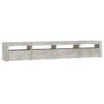 Meuble TV avec lumières LED Gris béton 240x35x40 cm – Image 5