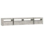 Meuble TV avec lumières LED Gris béton 240x35x40 cm – Image 6