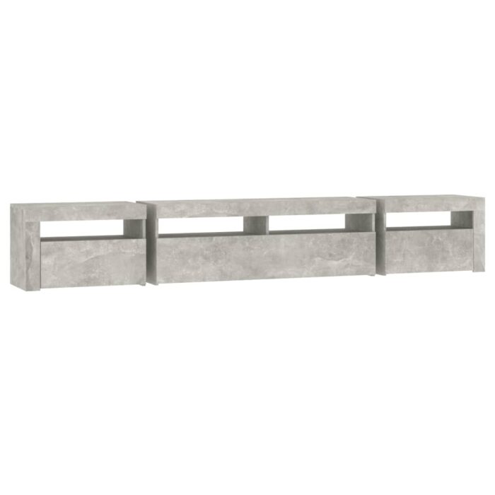 VXL8720845648732_g_en_hd_6.jpg Meuble TV avec lumières LED Gris béton 240x35x40 cm – Image 6