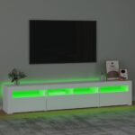 Meuble TV avec lumières LED Blanc 210x35x40 cm – Image 2