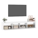 Meuble TV avec lumières LED Blanc 210x35x40 cm – Image 4