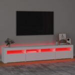 Meuble TV avec lumières LED Noir 210x35x40 cm – Image 3