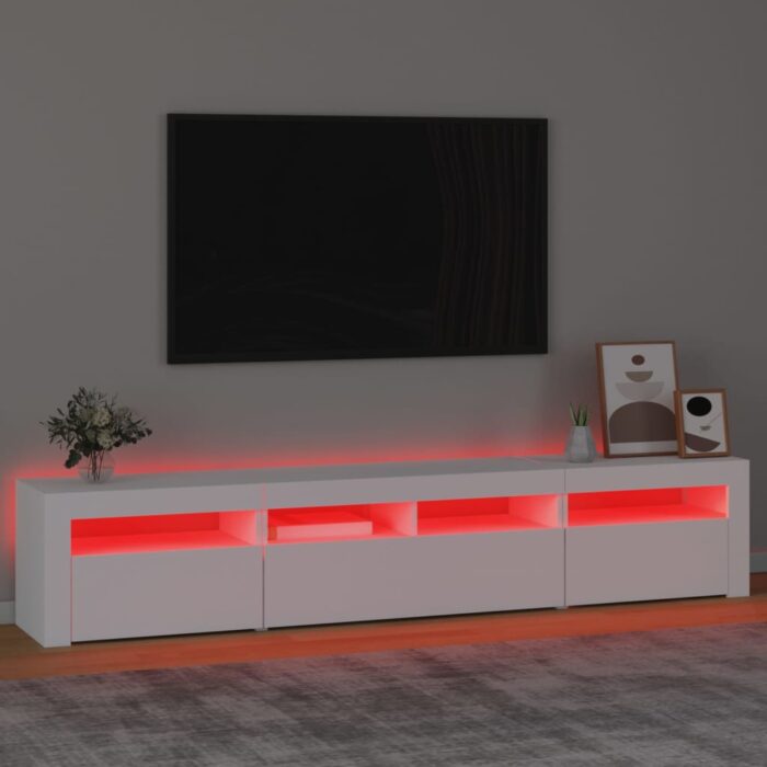 Meuble TV avec lumières LED Noir 210x35x40 cm – Image 3