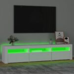 Meuble TV avec lumières LED Blanc 180x35x40 cm – Image 2