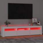 Meuble TV avec lumières LED Blanc 180x35x40 cm – Image 3