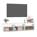 Meuble TV avec lumières LED Blanc 180x35x40 cm – Image 4