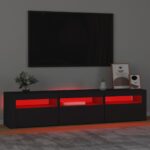 Meuble TV avec lumières LED Noir 180x35x40 cm – Image 3