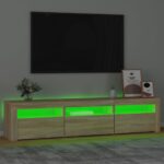 Meuble TV avec lumières LED Chêne sonoma 180x35x40 cm – Image 2