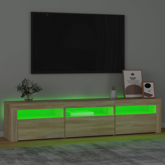Meuble TV avec lumières LED Chêne sonoma 180x35x40 cm – Image 2