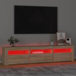 Meuble TV avec lumières LED Chêne sonoma 180x35x40 cm – Image 3