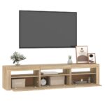 Meuble TV avec lumières LED Chêne sonoma 180x35x40 cm – Image 4