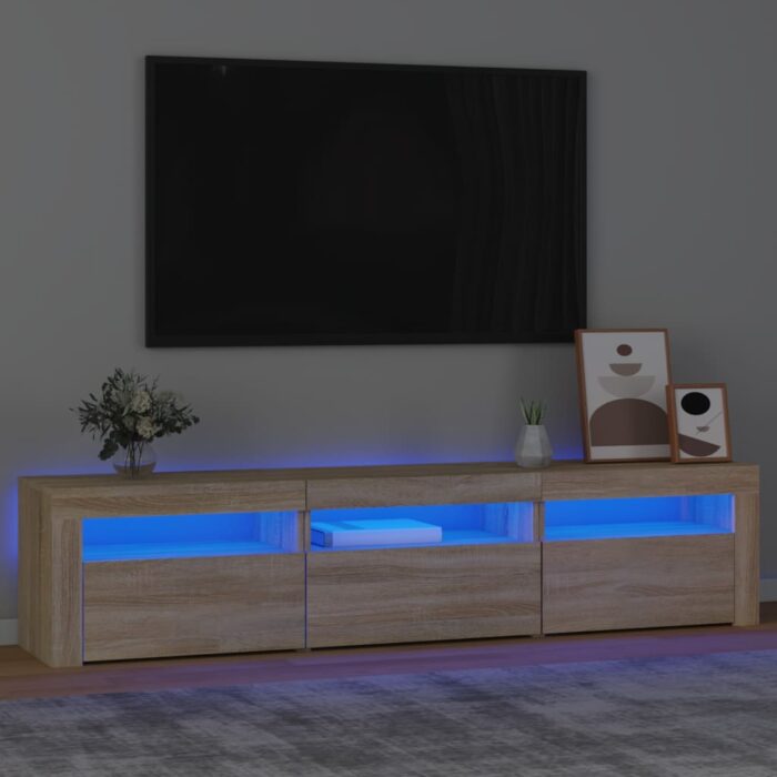 Meuble TV avec lumières LED Chêne sonoma 180x35x40 cm – Image 1