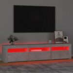 Meuble TV avec lumières LED Gris béton 180x35x40 cm – Image 3