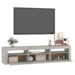 Meuble TV avec lumières LED Gris béton 180x35x40 cm – Image 4