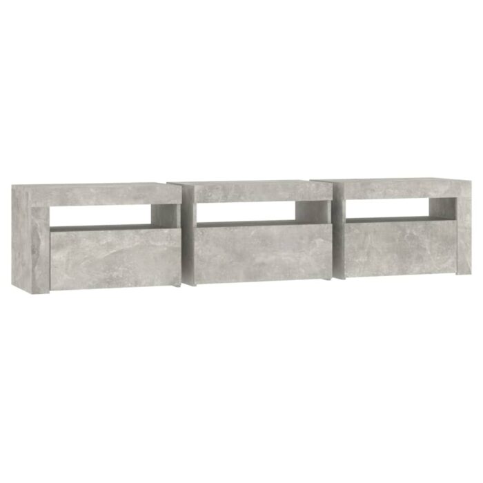Meuble TV avec lumières LED Gris béton 180x35x40 cm – Image 6