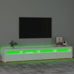 Meuble TV avec lumières LED Blanc 240x35x40 cm – Image 2